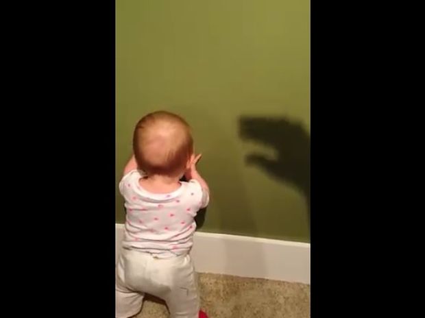 Ξεκαρδιστικό! Μωρό εναντίον σκιάς... σημειώσατε διπλό! (video)