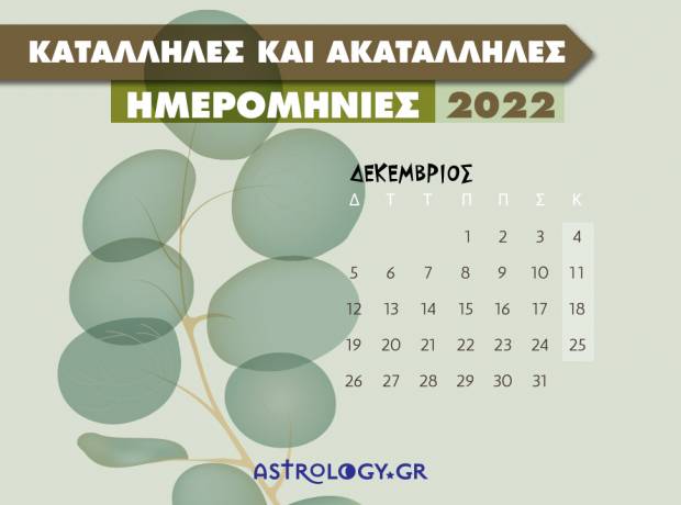 Δεκέμβριος 2022: Αυτές είναι οι κατάλληλες και οι ακατάλληλες ημερομηνίες του μήνα